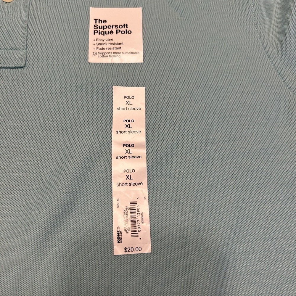 NWT Sonoma Light Blue Casual Polo Shirt Classic Design - Picture 6 of 7